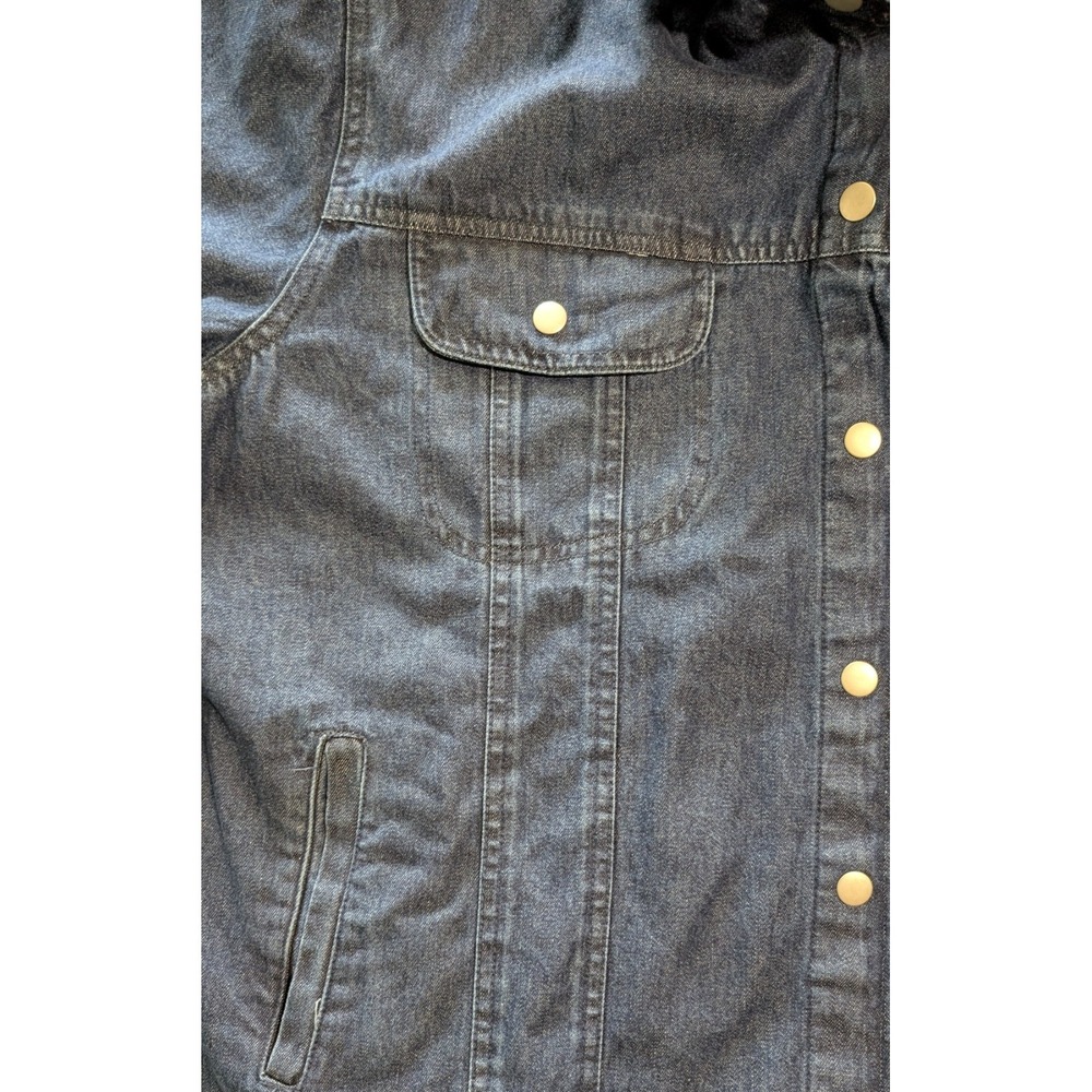 Northstyle Flannel Lined Denim Snap Front Jacket Hood Zip Pockets Womens 2X - Picture 4 of 10